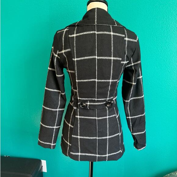 Me Jane Wool Blend Black Check Coat Jacket Women's XS NWT - Picture 3 of 8